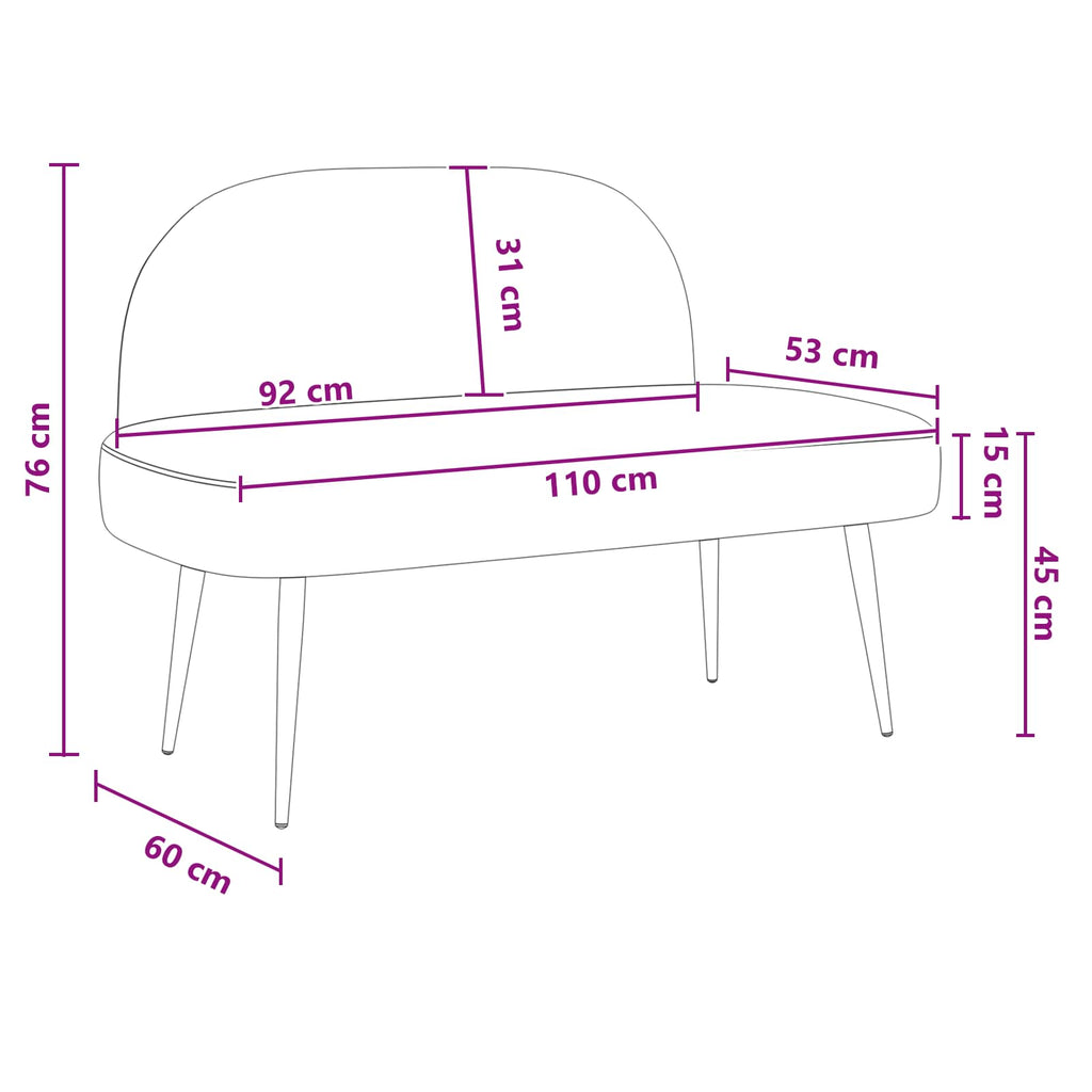 Beklede Bank Met Rugleuning 110 X 60 X 76 Cm Fluweel