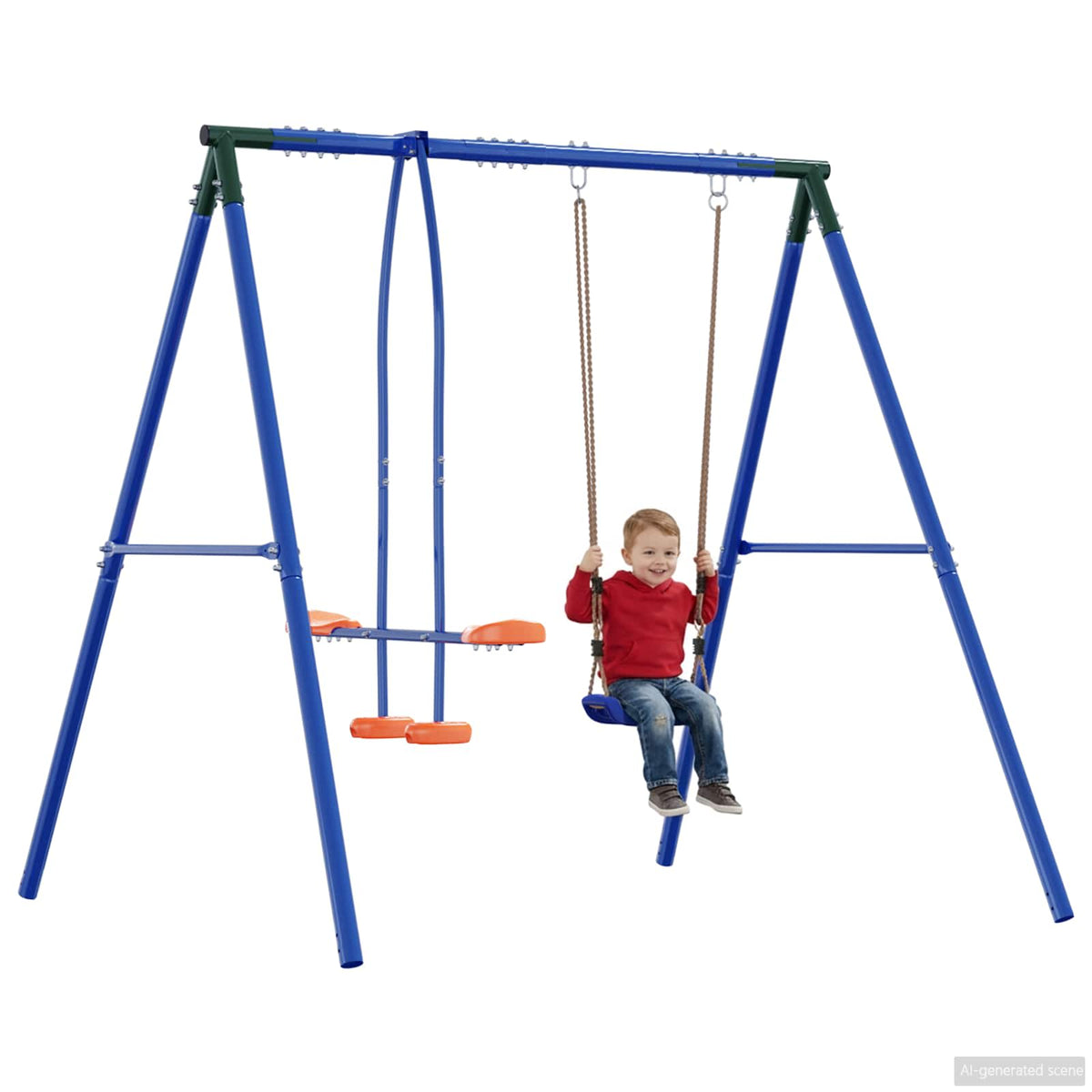 Buiten Schommelframe Met Glijbaan Voor Tot 3 Kinderen