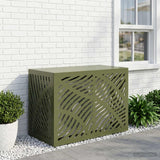 Airco ombouw olijfgroen 100 x 50 x 70 cm – bladeren golfpatroon