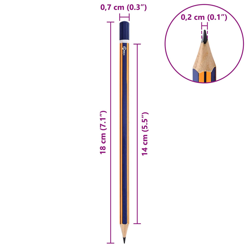 Hb Potloden Ø 0,7 X 18 Cm Blauw En Geel Massief Populieren Hout