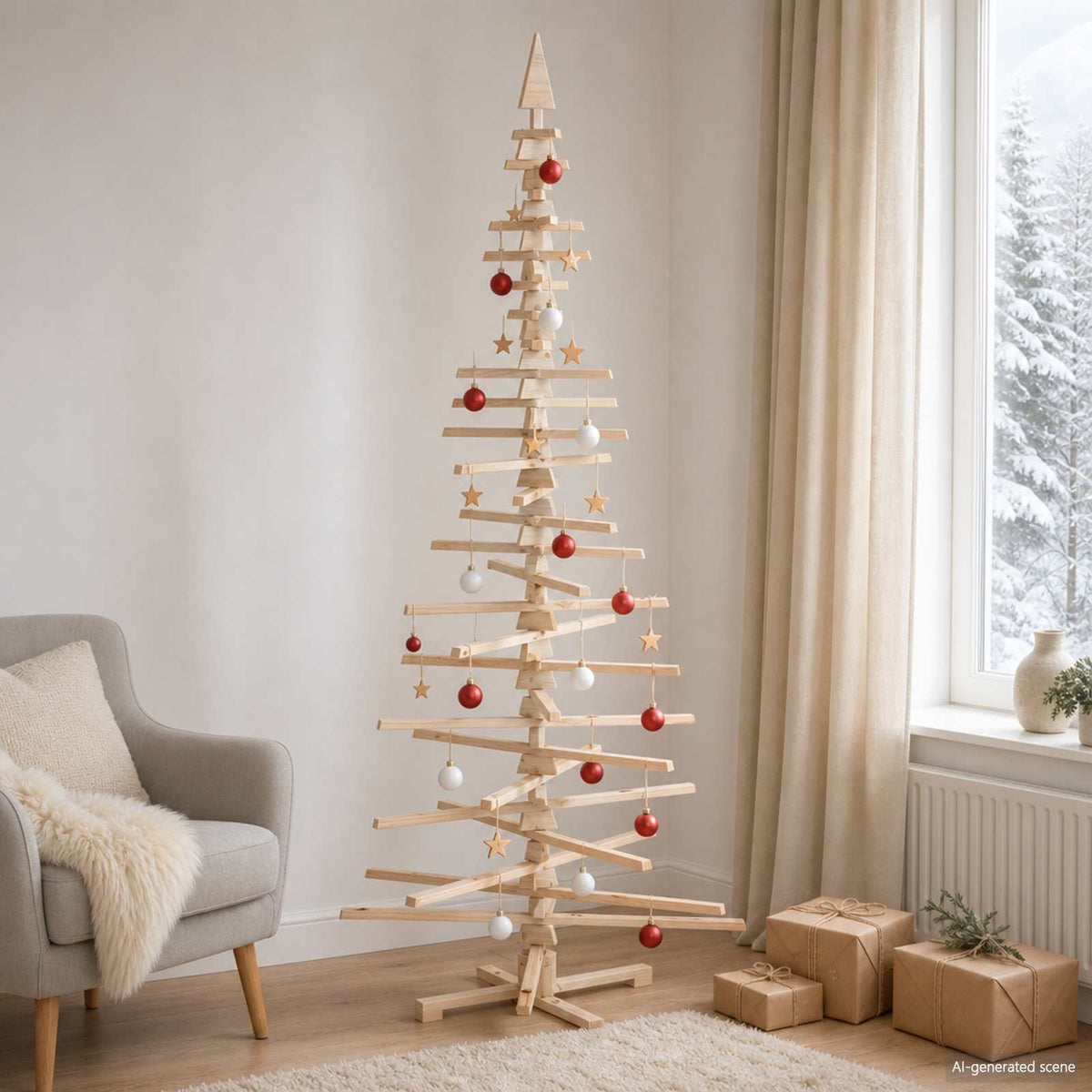 Houten Kerstboom Kotka 240 Cm Massief Grenenhout Natuurlijk