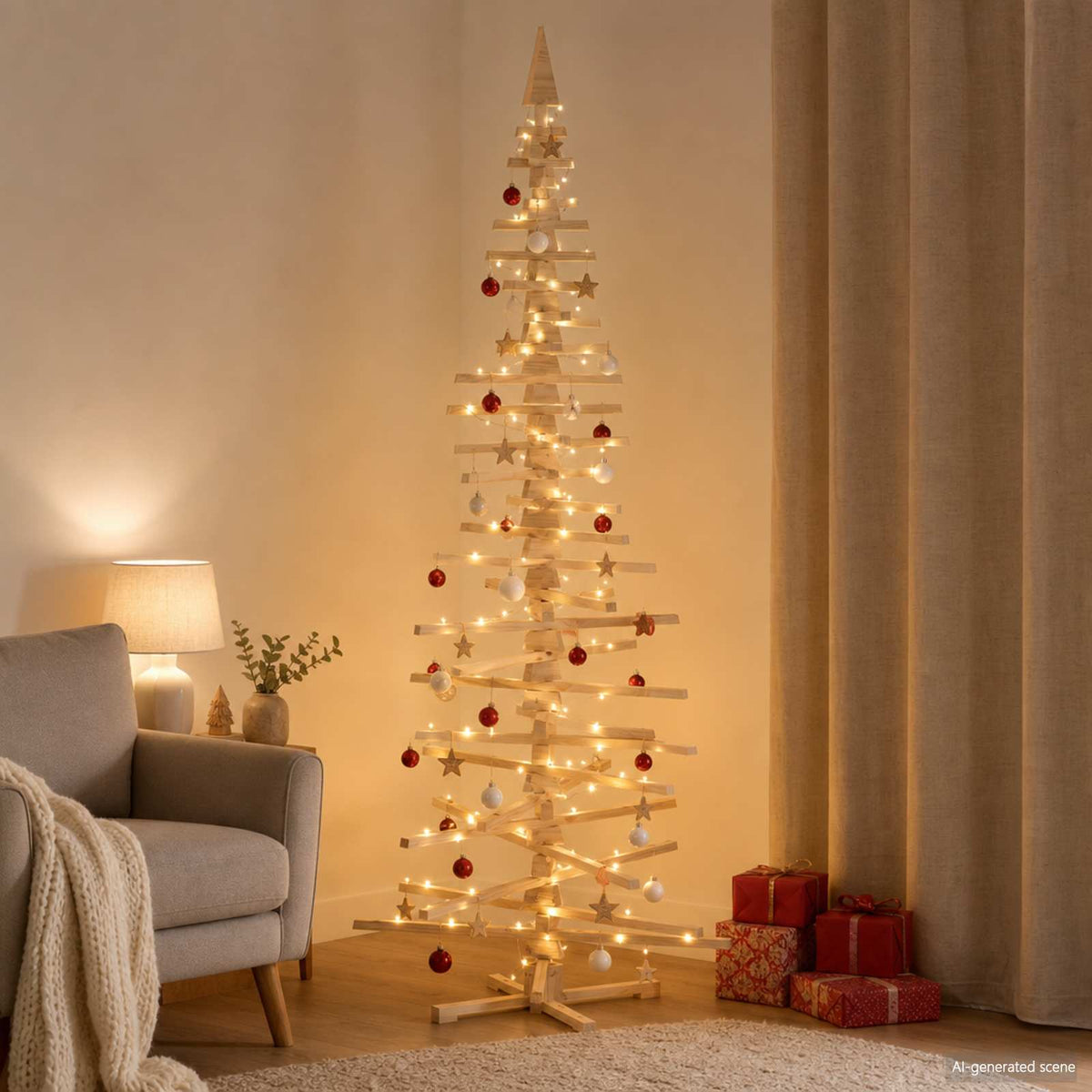 Houten Kerstboom Kotka 240 Cm Massief Grenenhout Natuurlijk