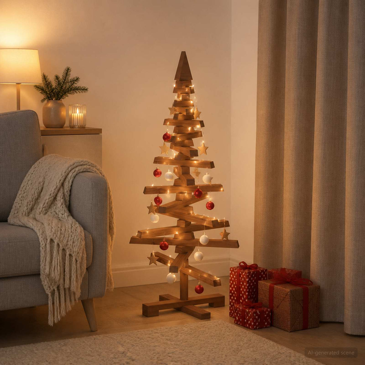 Houten Kerstboom Kotka 90 Cm Massief Grenenhout