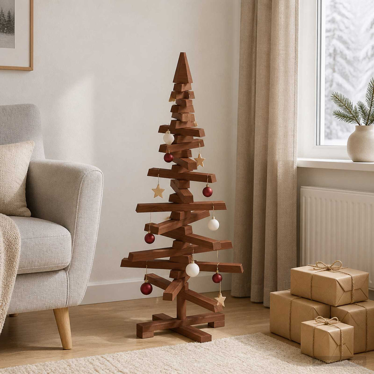 Houten Kerstboom Kotka 90 Cm Massief Grenenhout