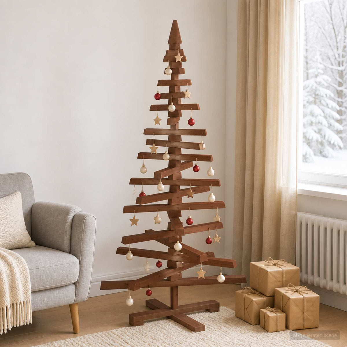 Houten Kerstboom Kotka 120 Cm Massief Grenenhout