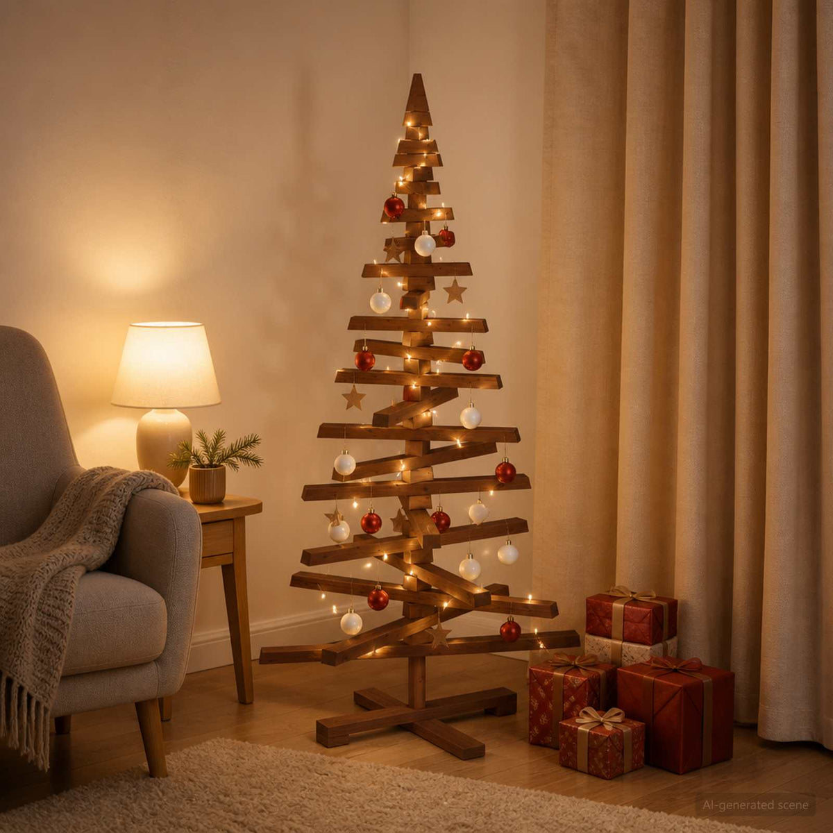 Houten Kerstboom Kotka 120 Cm Massief Grenenhout