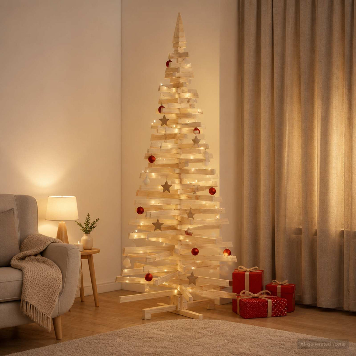 Houten Kerstboom Kotka 240 Cm Massief Grenenhout Natuurlijk