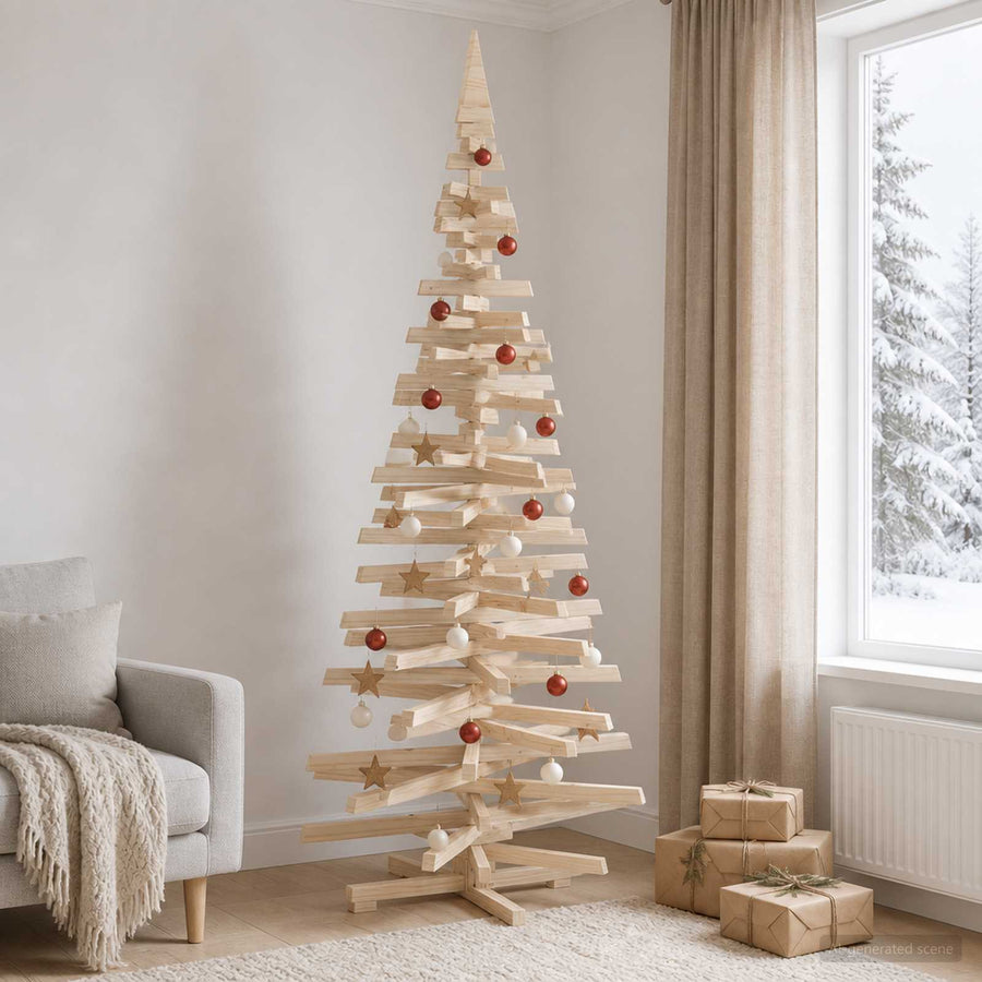 Houten Kerstboom Kotka 240 Cm Massief Grenenhout Natuurlijk — Default Title