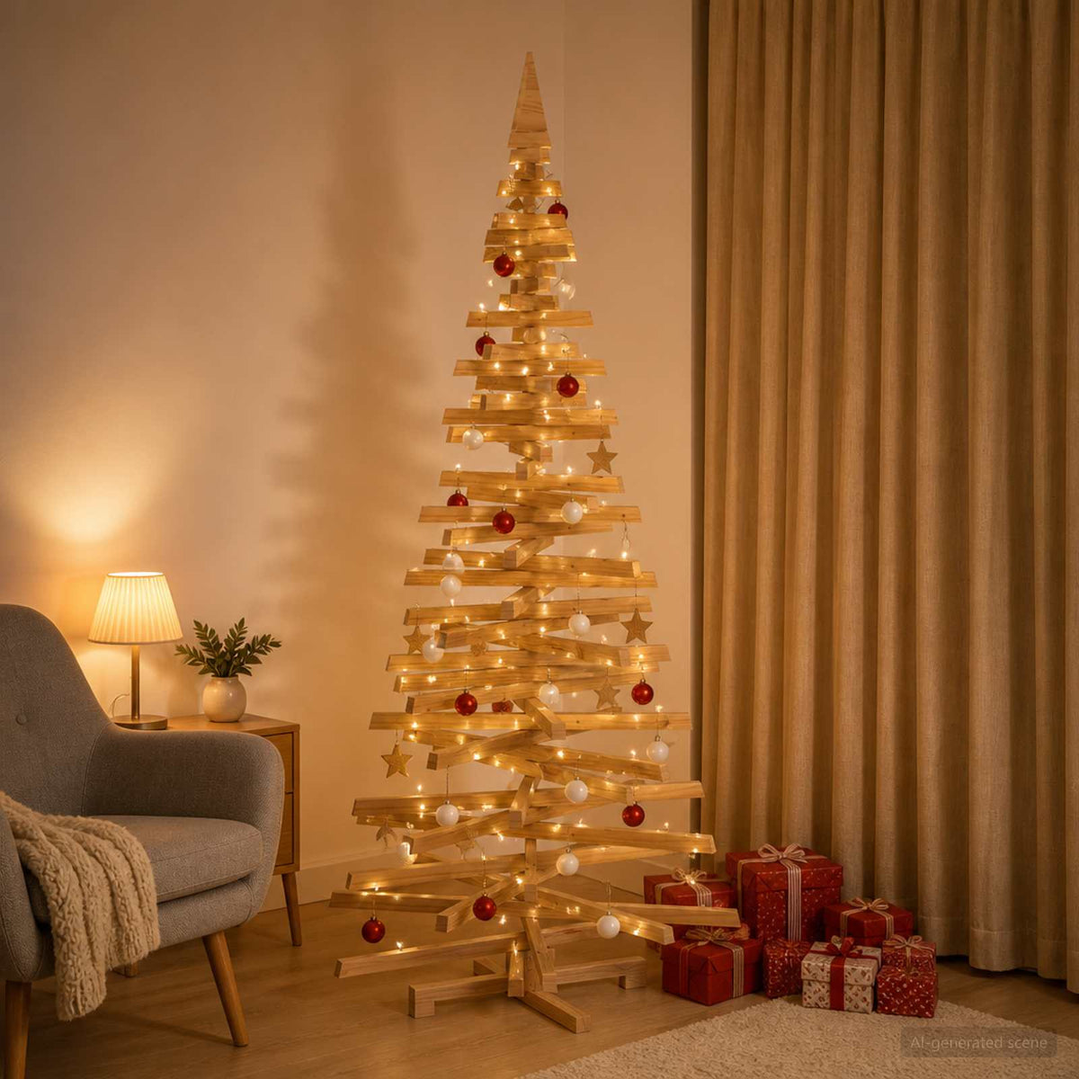 Houten Kerstboom Kotka 240 Cm Massief Grenenhout