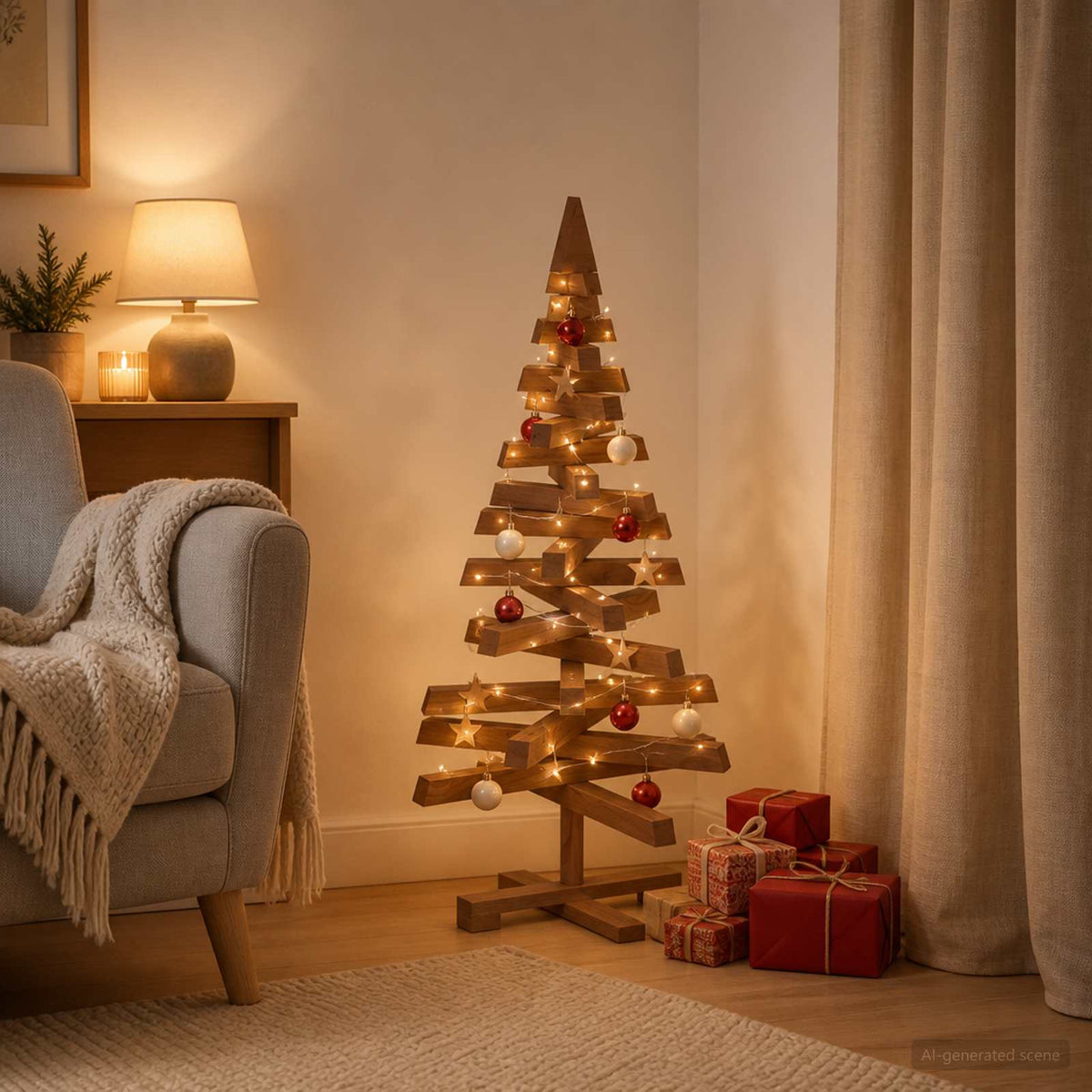 Houten Kerstboom Kotka 90 Cm Massief Grenenhout