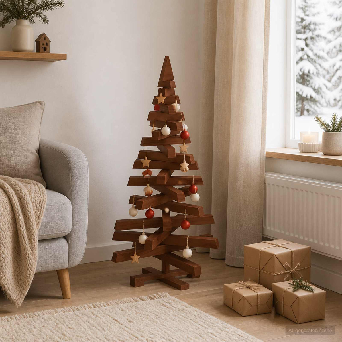 Houten Kerstboom Kotka 90 Cm Massief Grenenhout