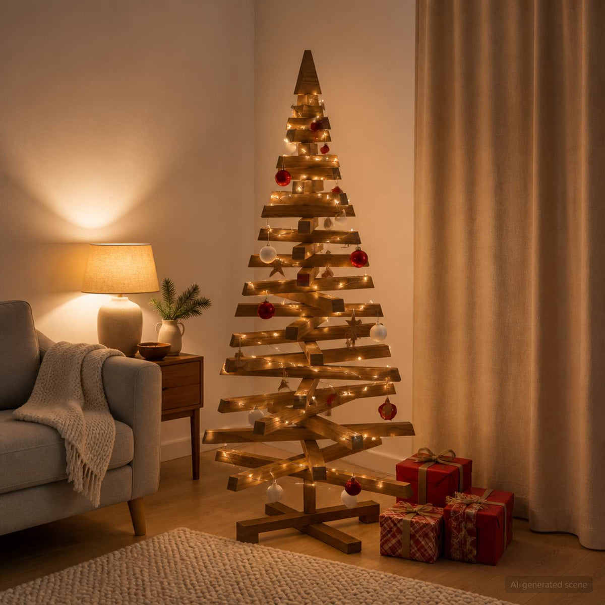 Houten Kerstboom Kotka 120 Cm Massief Grenenhout