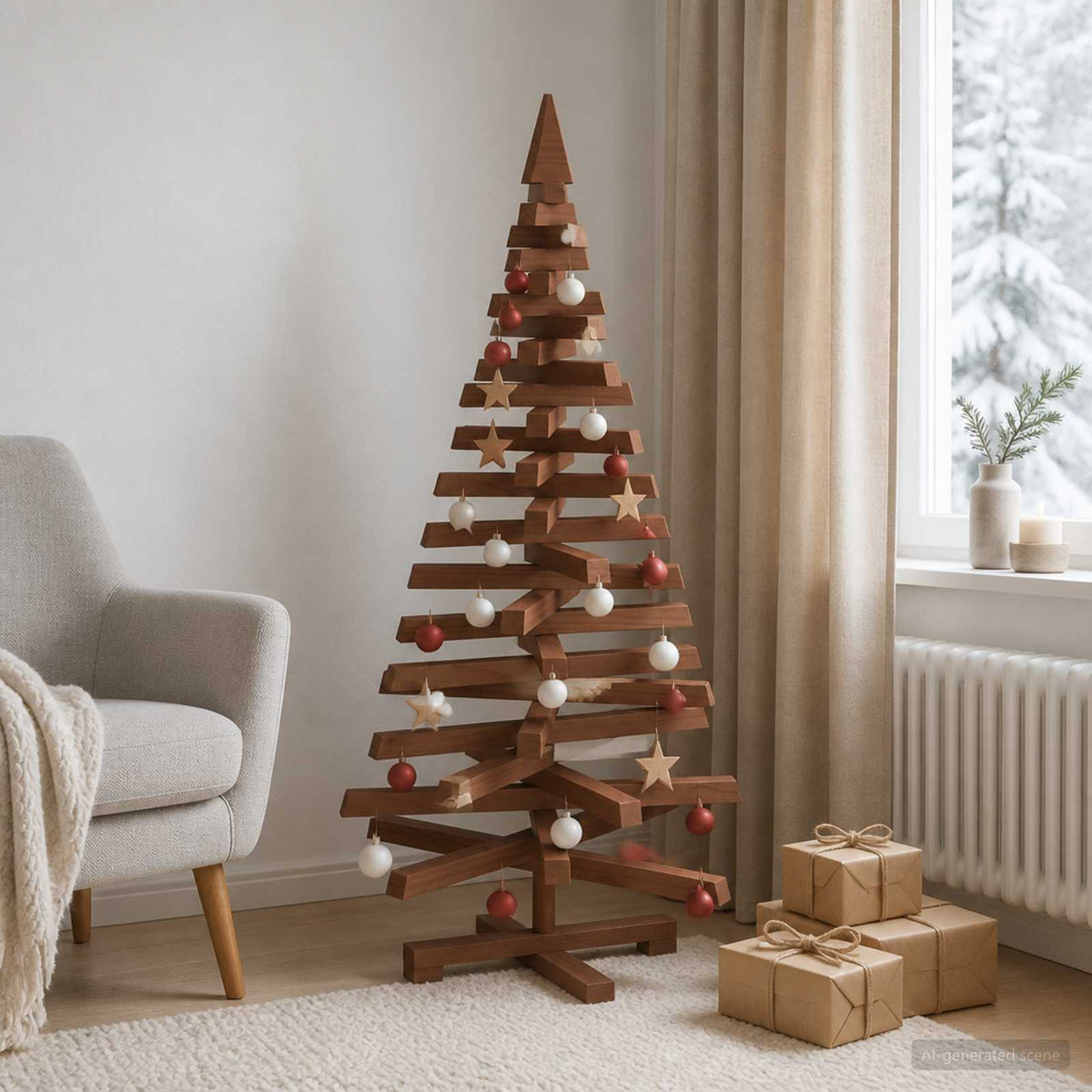 Houten Kerstboom Kotka 120 Cm Massief Grenenhout