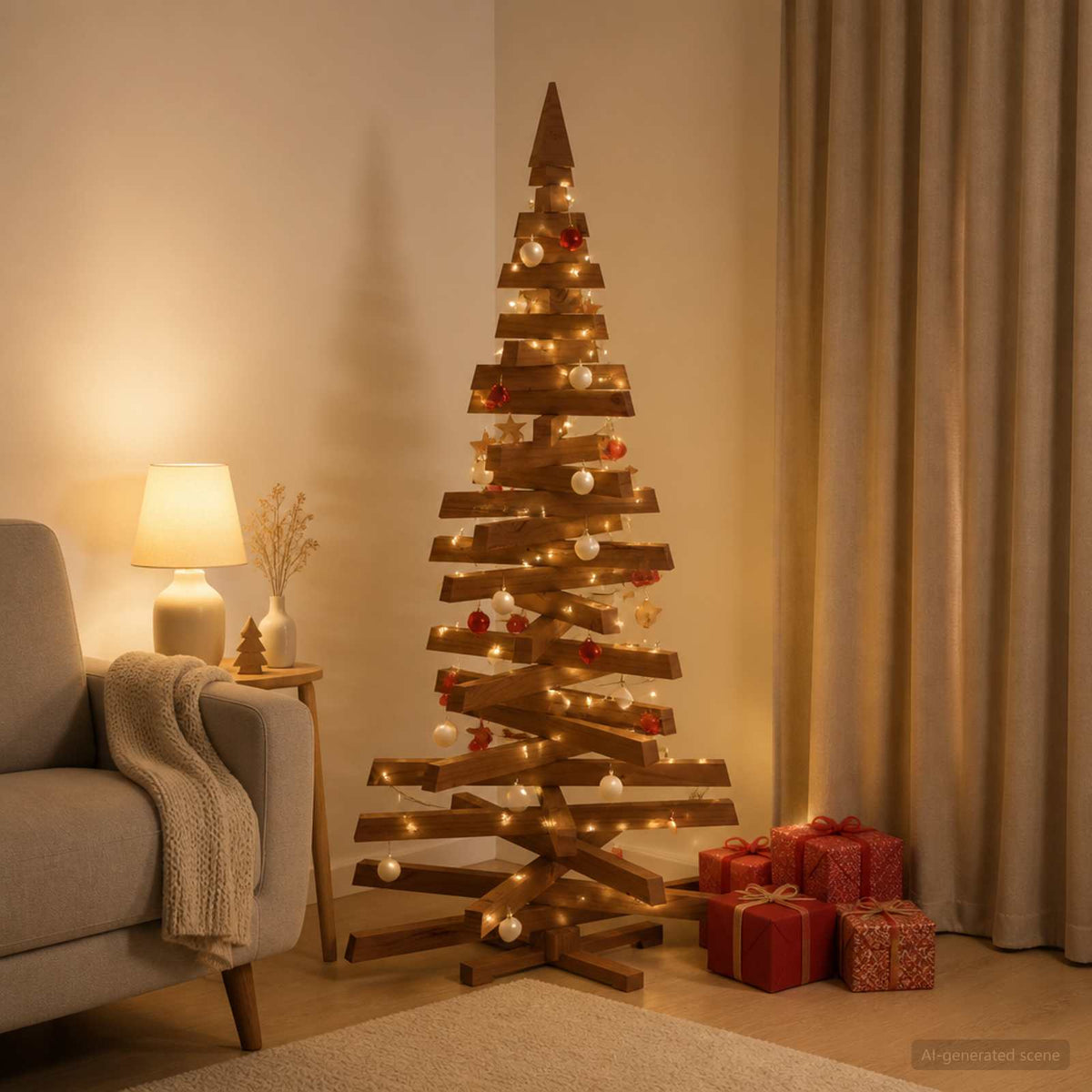 Houten Kerstboom Kotka 150 Cm Massief Grenenhout