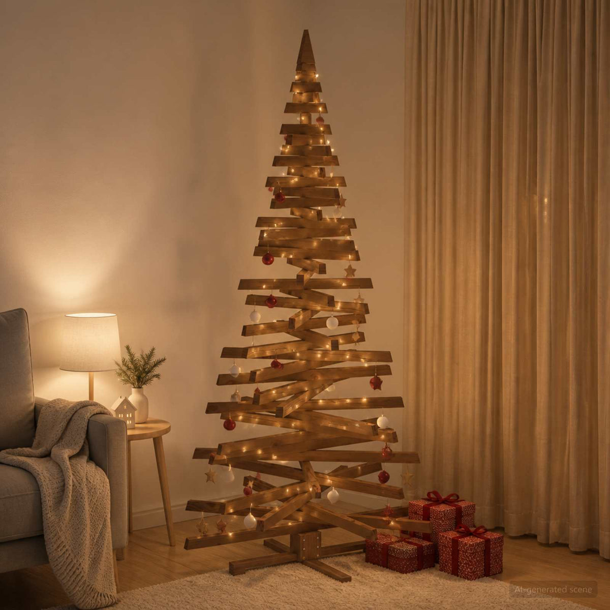 Houten Kerstboom Kotka 210 Cm Massief Grenenhout