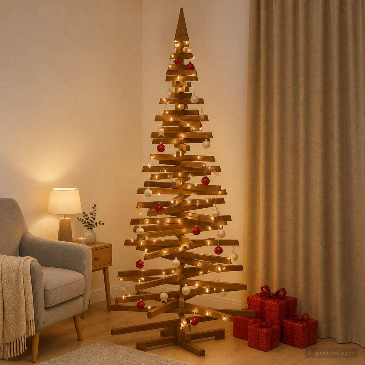 Houten Kerstboom Kotka 240 Cm Massief Grenenhout