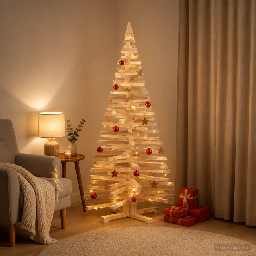 Houten Kerstboom Kotka 150 Cm Massief Grenenhout Natuurlijk — Default Title