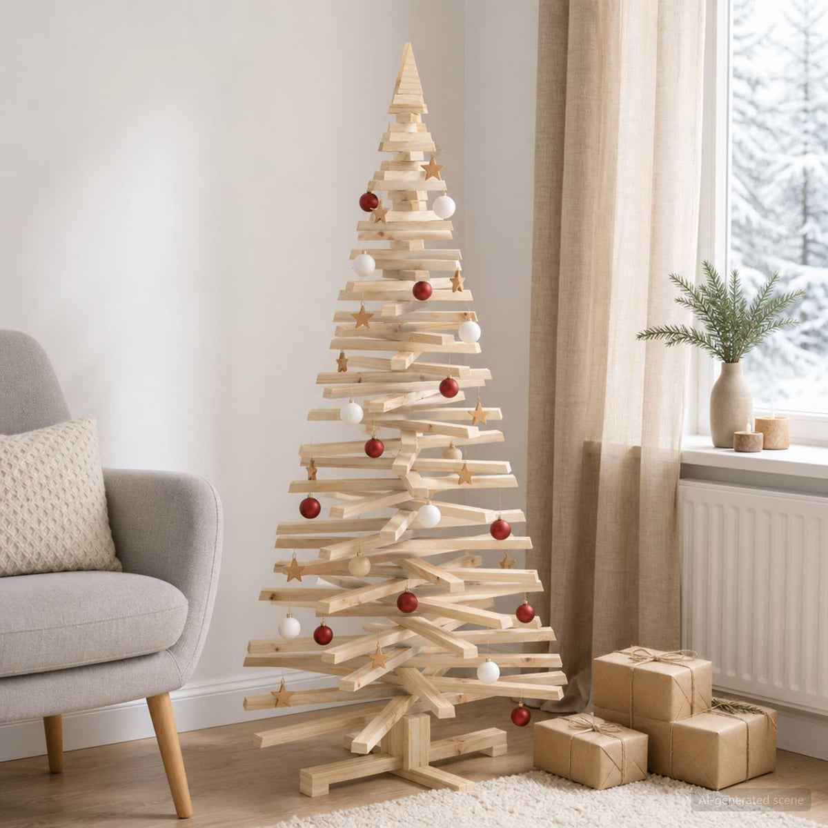 Houten Kerstboom Kotka 150 Cm Massief Grenenhout Natuurlijk