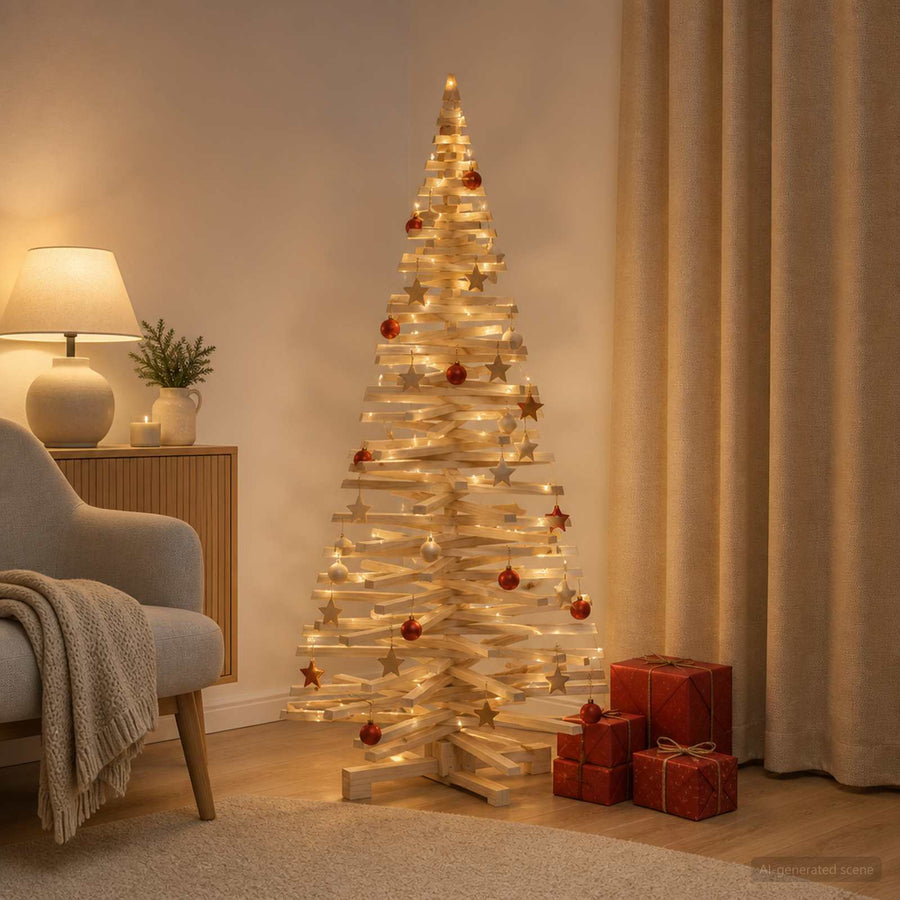 Houten Kerstboom Kotka 180 Cm Massief Grenenhout Natuurlijk — Default Title