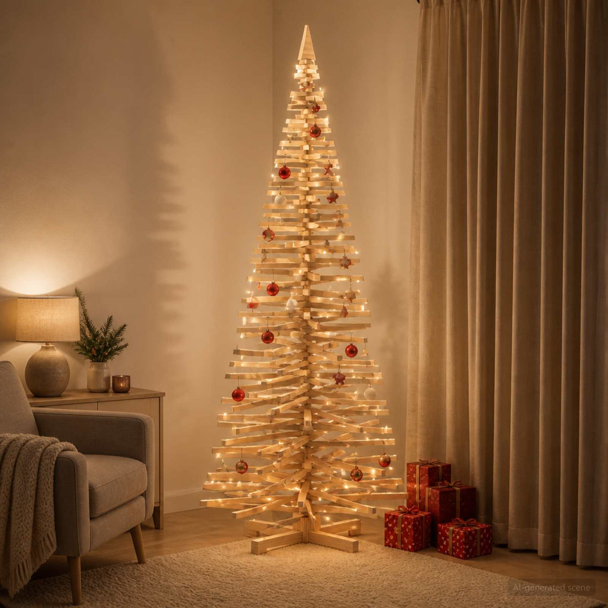 Houten Kerstboom Kotka 240 Cm Massief Grenenhout Natuurlijk