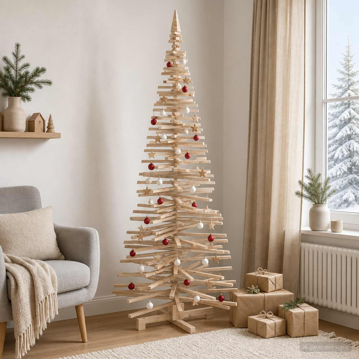 Houten Kerstboom Kotka 240 Cm Massief Grenenhout Natuurlijk