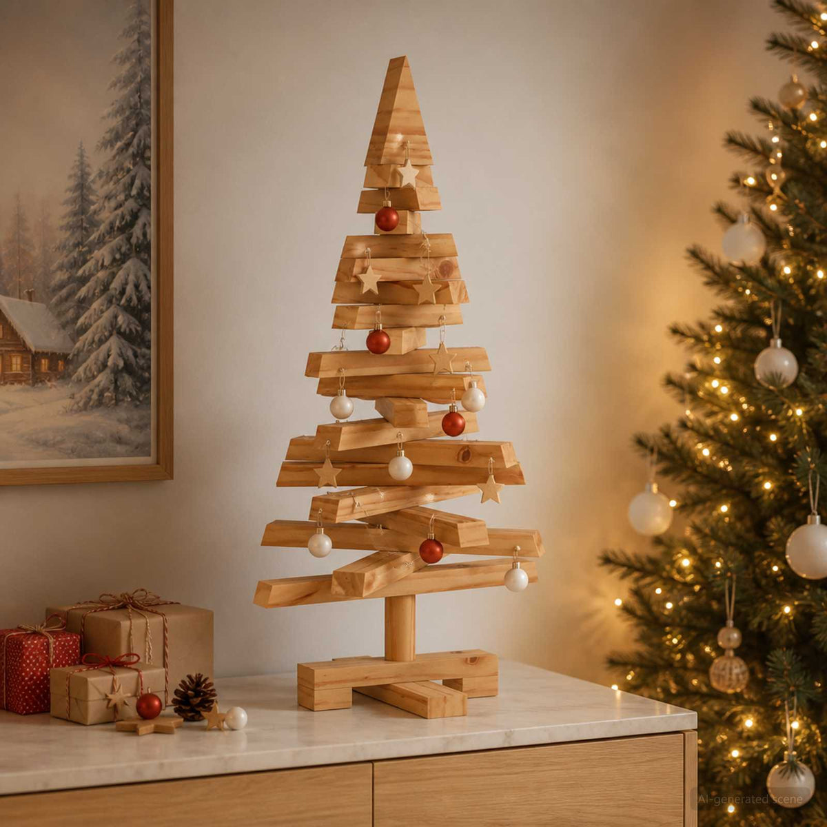 Houten Kerstboom Kotka 60 Cm Massief Grenenhout