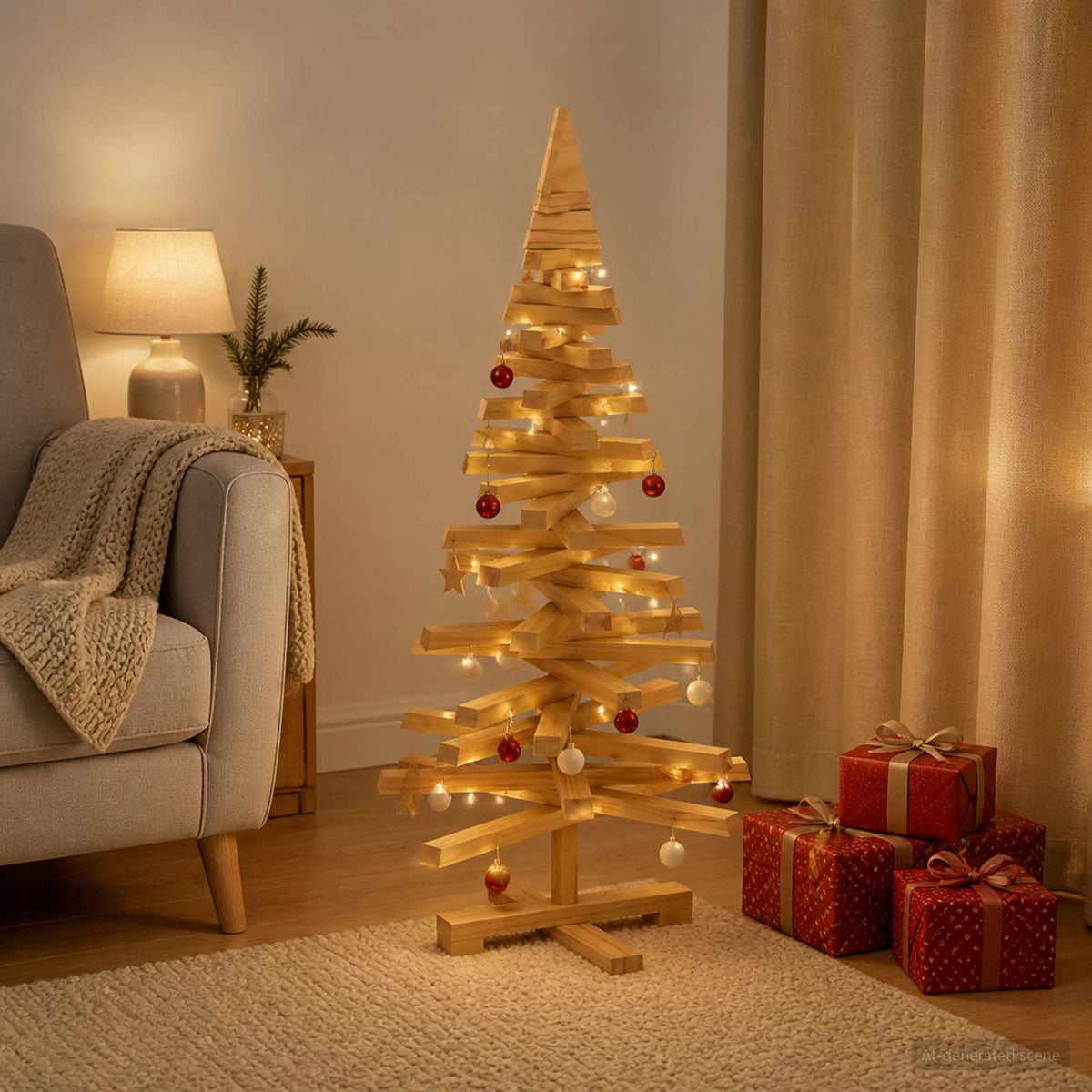 Houten Kerstboom Kotka 90 Cm Massief Grenenhout