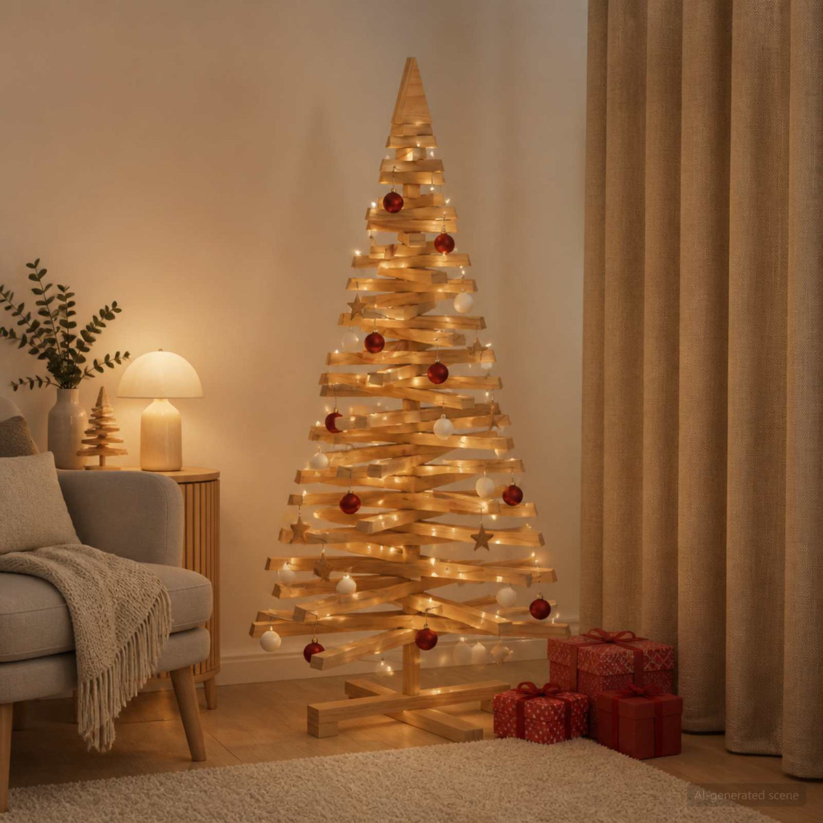 Houten Kerstboom Kotka 120 Cm Massief Grenenhout