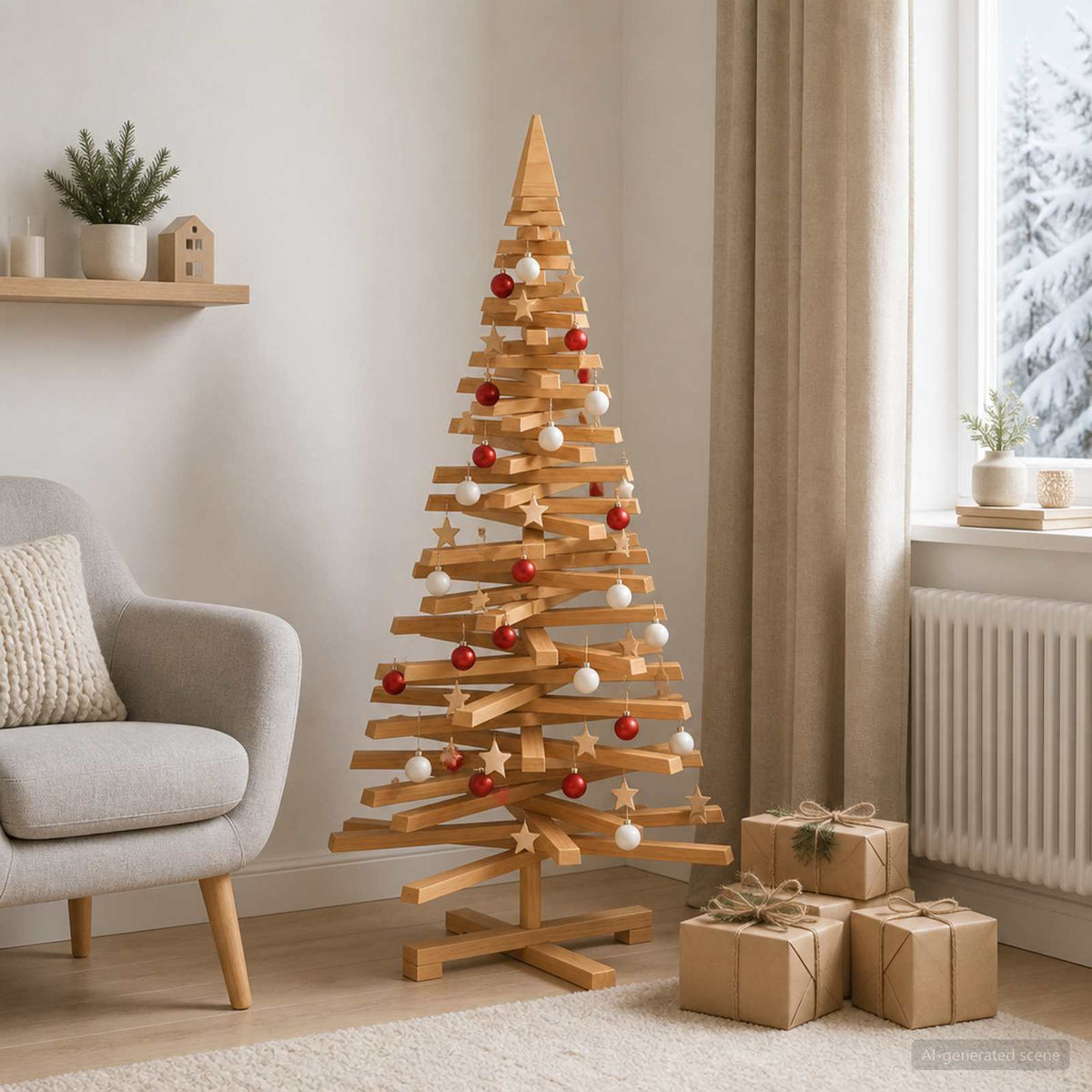 Houten Kerstboom Kotka 120 Cm Massief Grenenhout