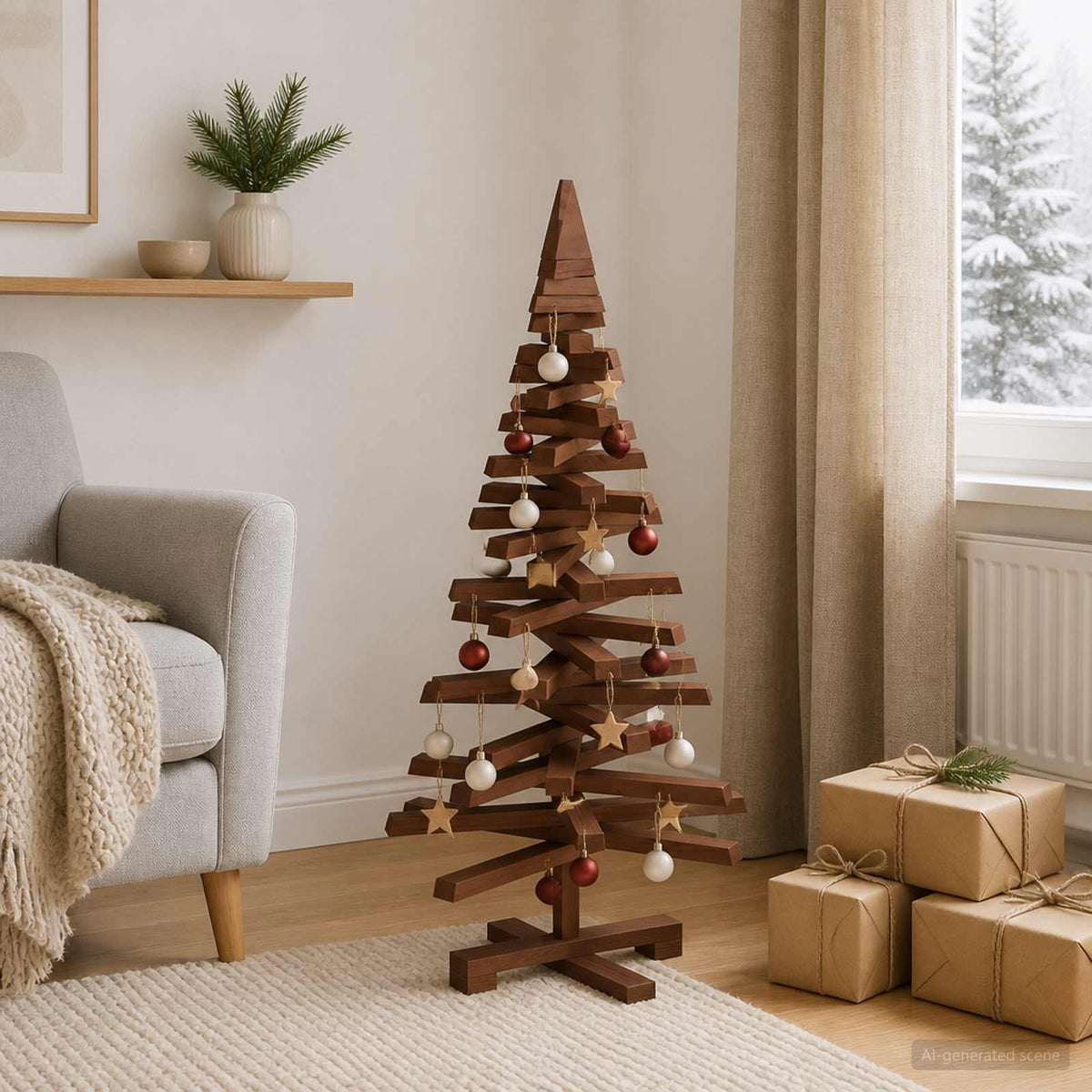 Houten Kerstboom Kotka 90 Cm Massief Grenenhout