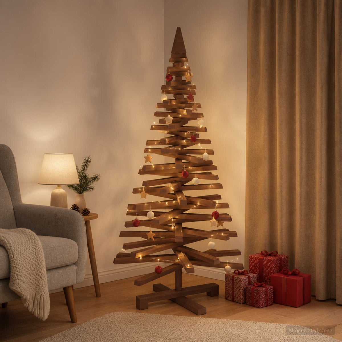 Houten Kerstboom Kotka 120 Cm Massief Grenenhout