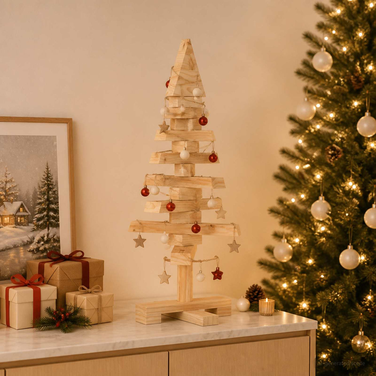 Houten Kerstboom Kotka 60 Cm Massief Grenenhout Natuurlijk
