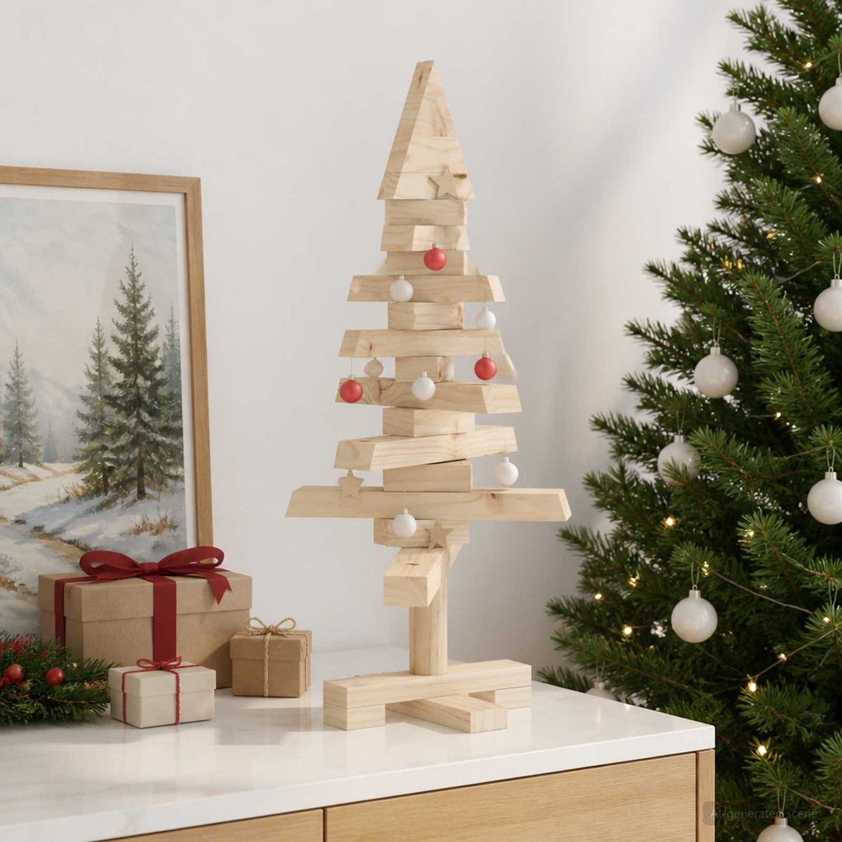 Houten Kerstboom Kotka 60 Cm Massief Grenenhout Natuurlijk
