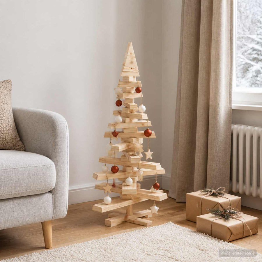 Houten Kerstboom Kotka 90 Cm Massief Grenenhout Natuurlijk — Default Title