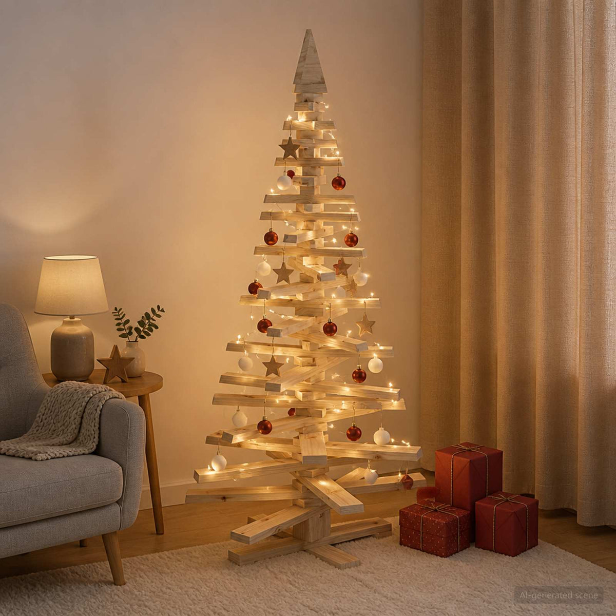 Houten Kerstboom Kotka 150 Cm Massief Grenenhout Natuurlijk