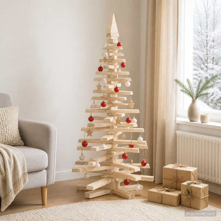 Houten Kerstboom Kotka 150 Cm Massief Grenenhout Natuurlijk — Default Title