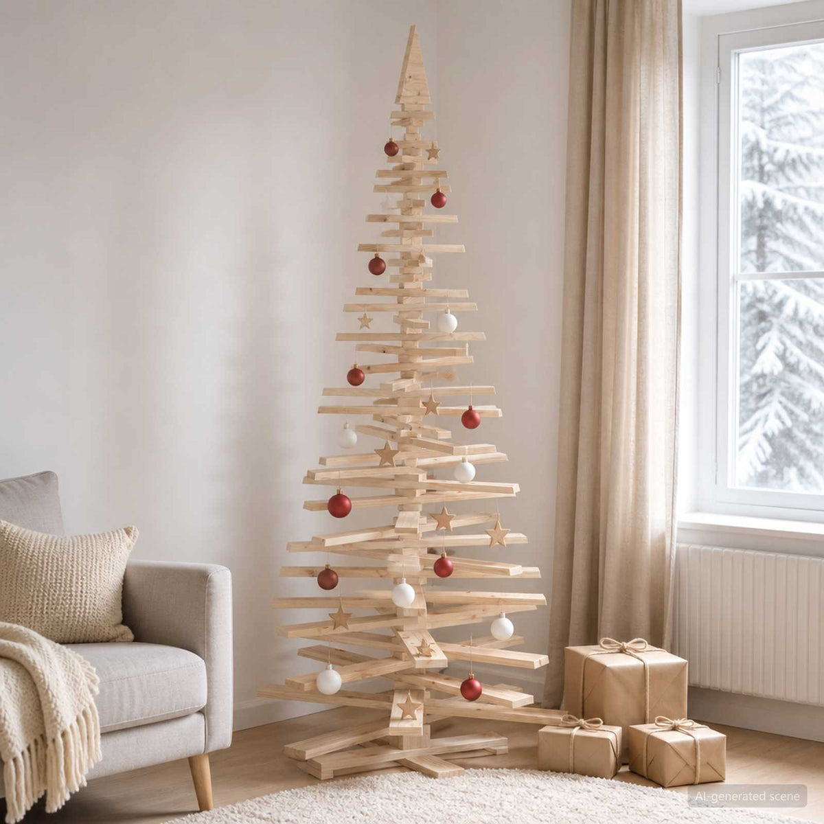 Houten Kerstboom Kotka 240 Cm Massief Grenenhout Natuurlijk