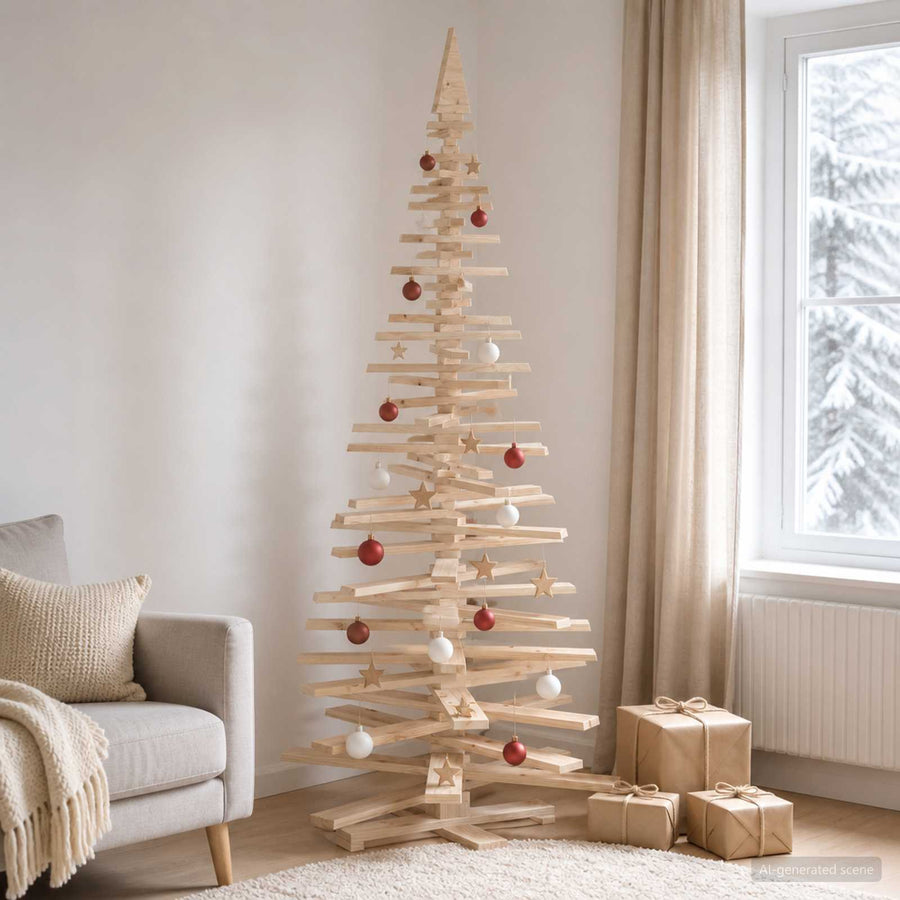 Houten Kerstboom Kotka 240 Cm Massief Grenenhout Natuurlijk — Default Title