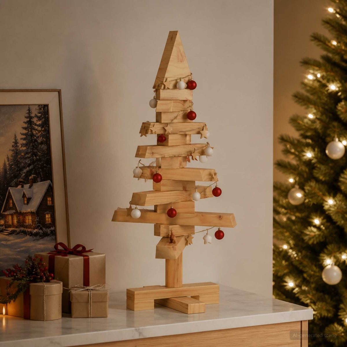 Houten Kerstboom Kotka 60 Cm Massief Grenenhout