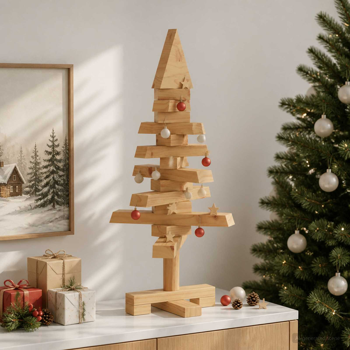 Houten Kerstboom Kotka 60 Cm Massief Grenenhout