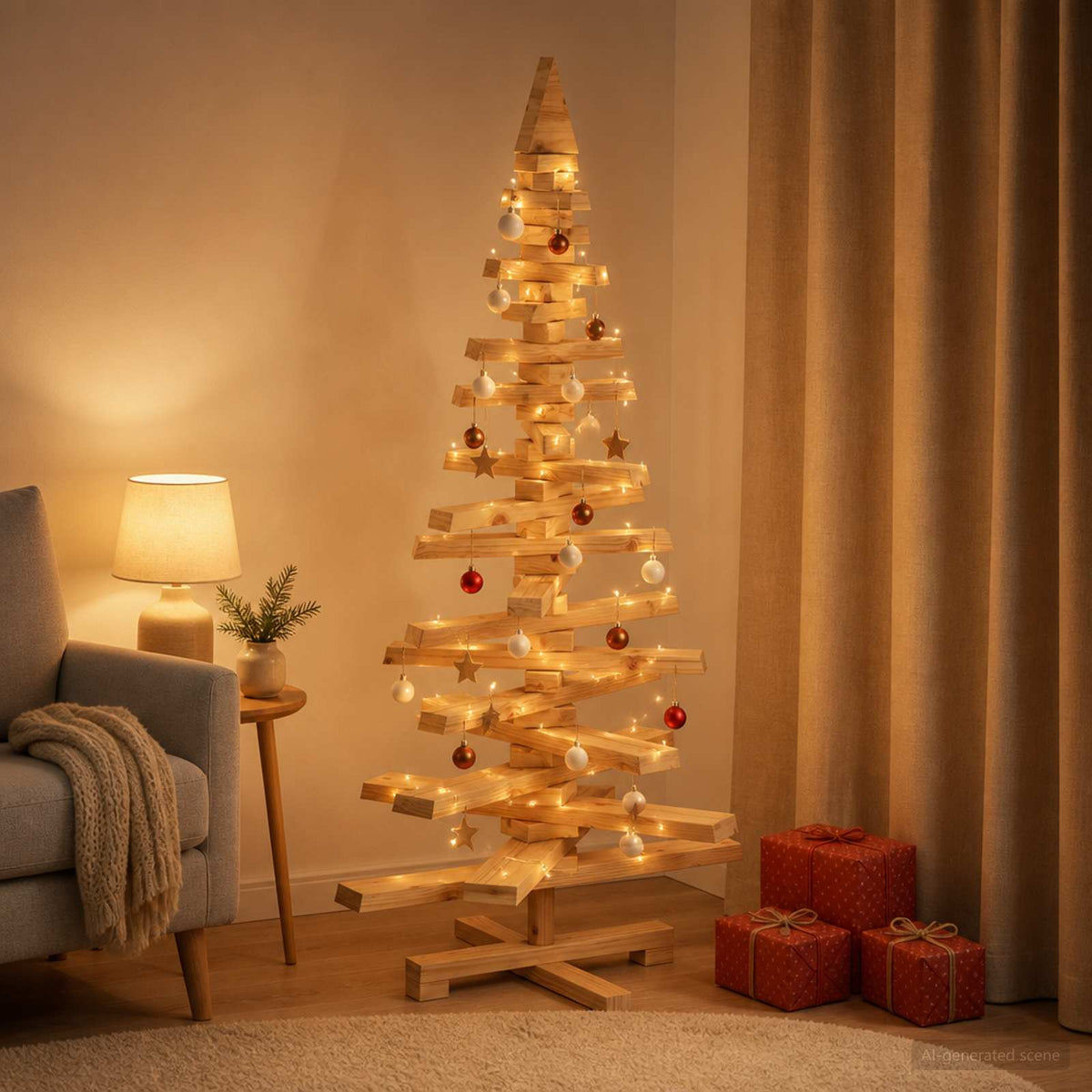 Houten Kerstboom Kotka 120 Cm Massief Grenenhout