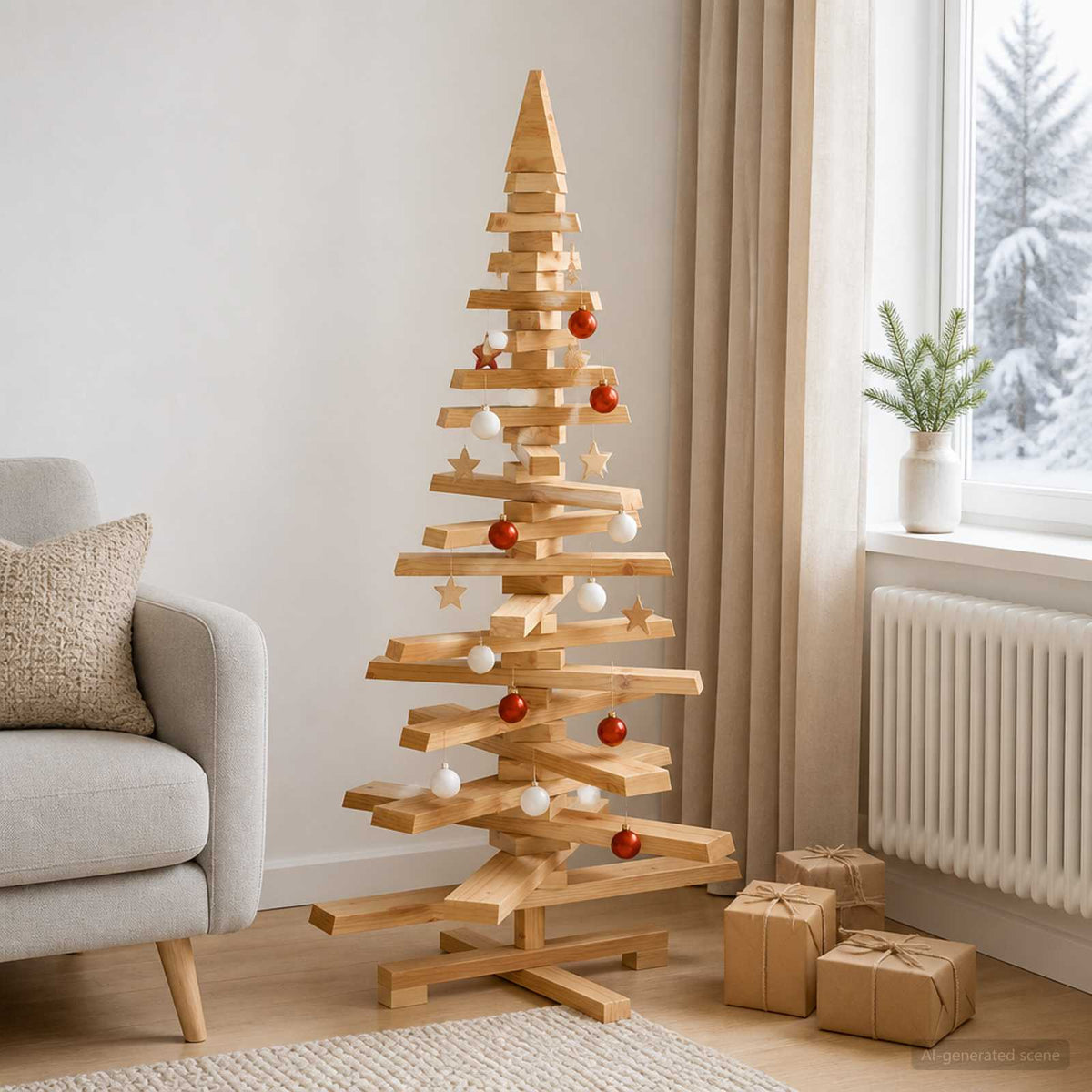 Houten Kerstboom Kotka 120 Cm Massief Grenenhout