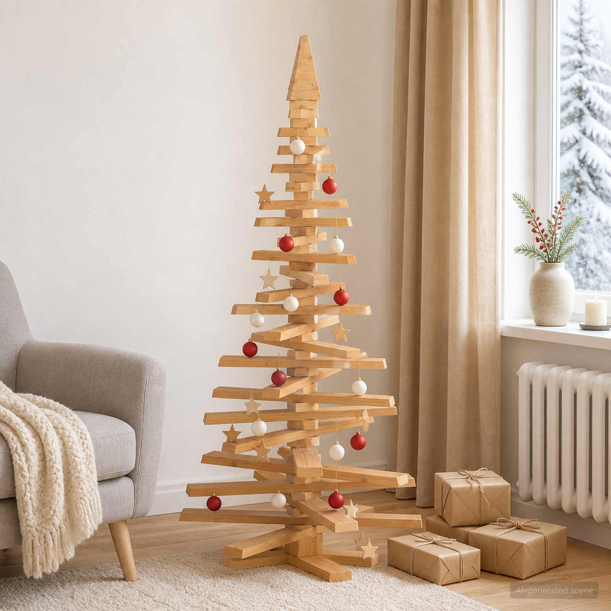 Houten Kerstboom Kotka 150 Cm Massief Grenenhout