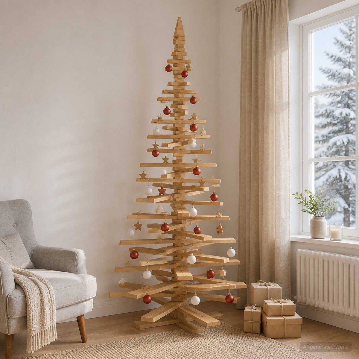 Houten Kerstboom Kotka 210 Cm Massief Grenenhout