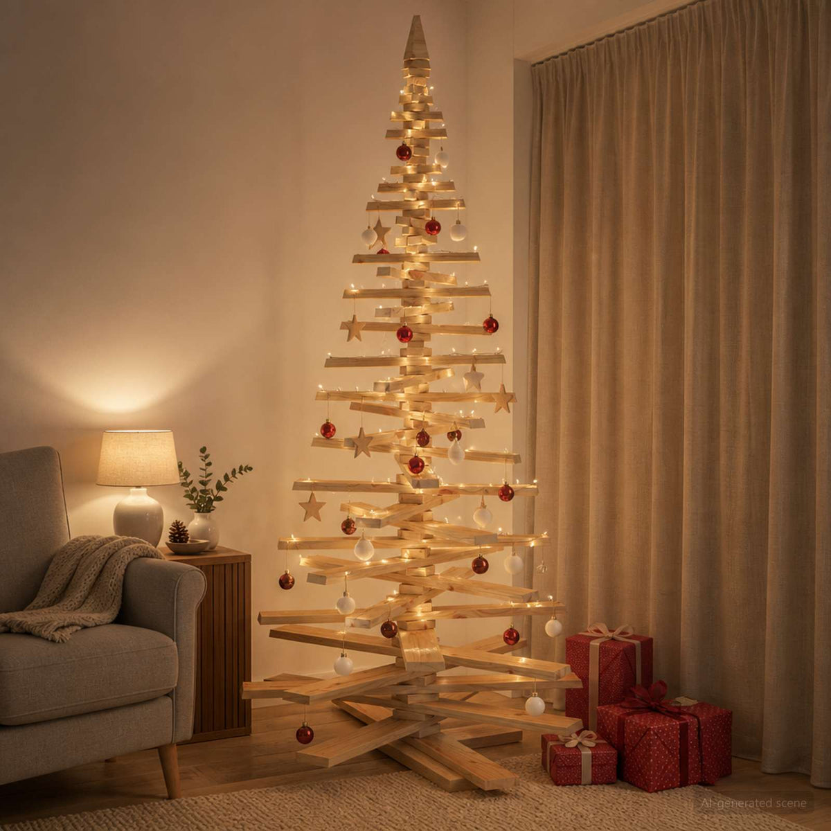 Houten Kerstboom Kotka 210 Cm Massief Grenenhout