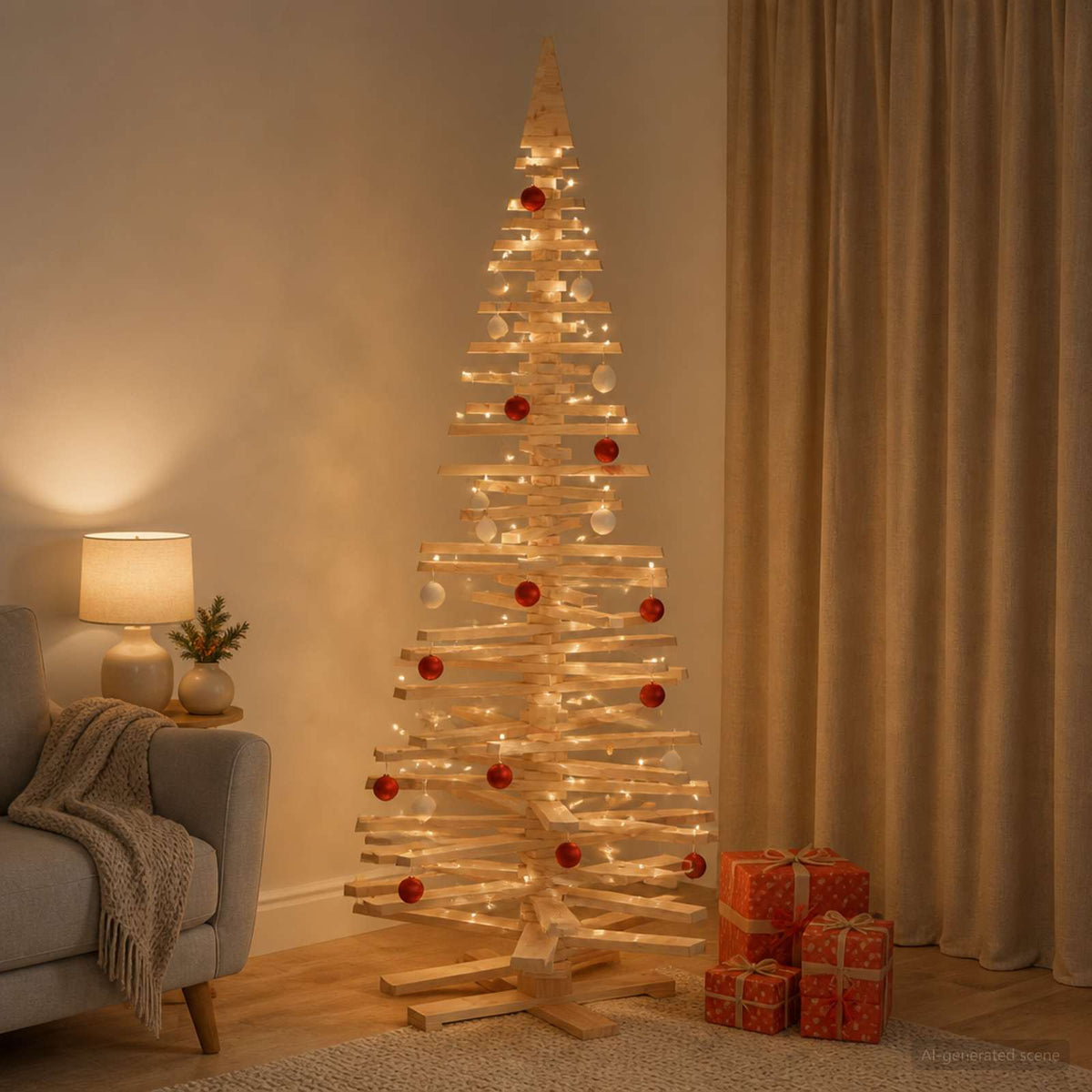 Houten Kerstboom Kotka 240 Cm Massief Grenenhout