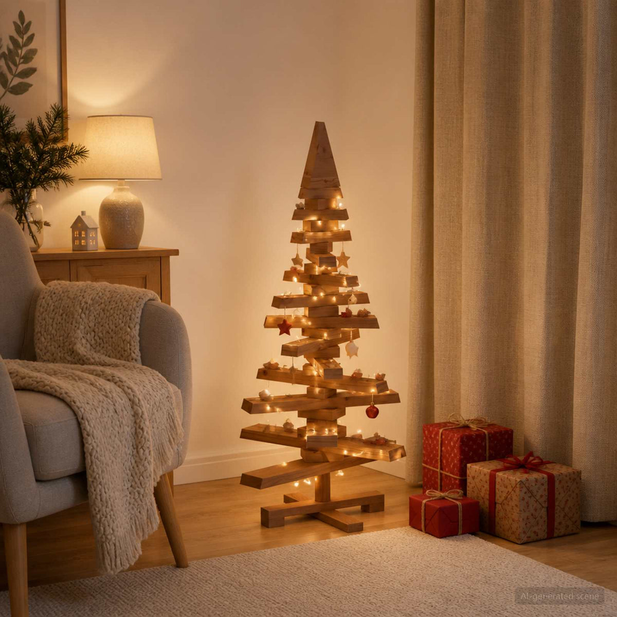 Houten Kerstboom Kotka 90 Cm Massief Grenenhout
