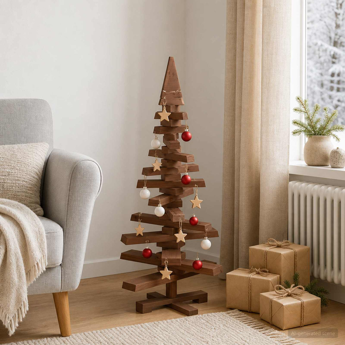 Houten Kerstboom Kotka 90 Cm Massief Grenenhout