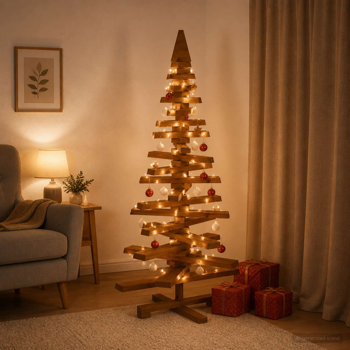 Houten Kerstboom Kotka 120 Cm Massief Grenenhout