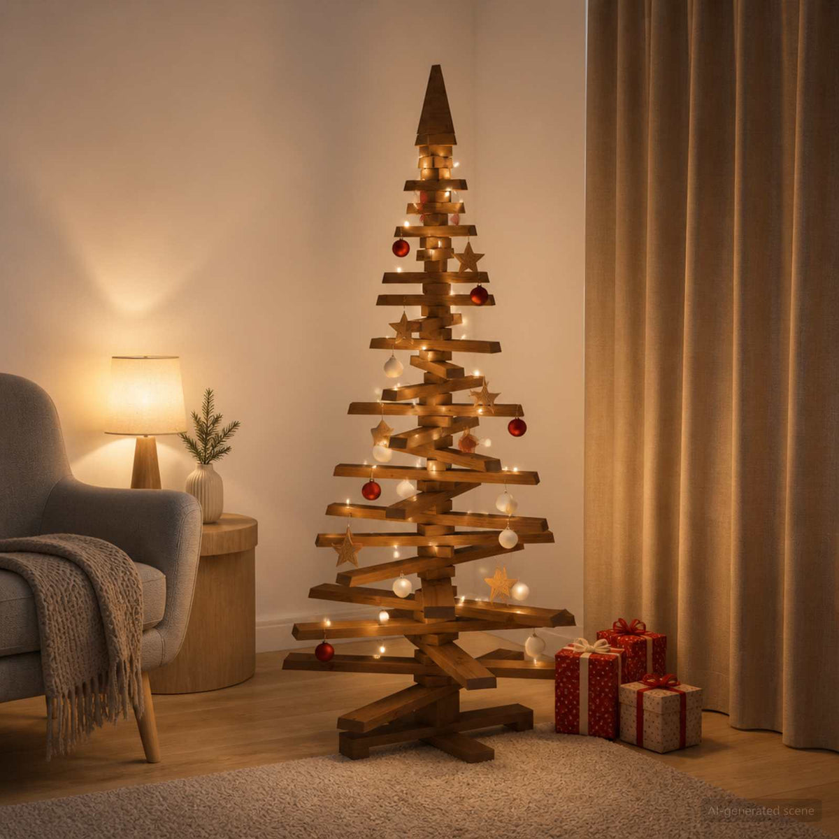 Houten Kerstboom Kotka 150 Cm Massief Grenenhout